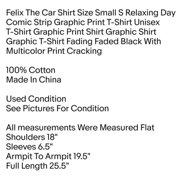 Felix The Cat Shirt Size Small S Relaxing Day Comic Strip Graphic Print T-Shirt - Picture 2 of 7